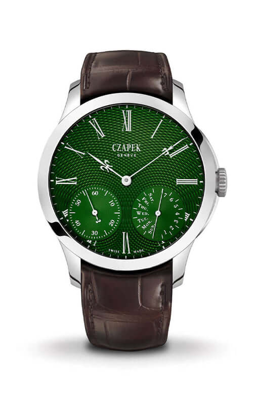 Czapek &amp; Cie Quai des Bergues Emerald Green L Bandiera Jewellers