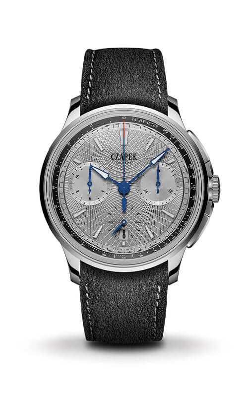 Luxury watch with black leather strap and silver case on a white background

Czapek watch with black leather strap and silver case on a white background

Czapek &amp; Cie Faubourg de Cracovie Crossroads Secret Alloy Bandiera Jewellers