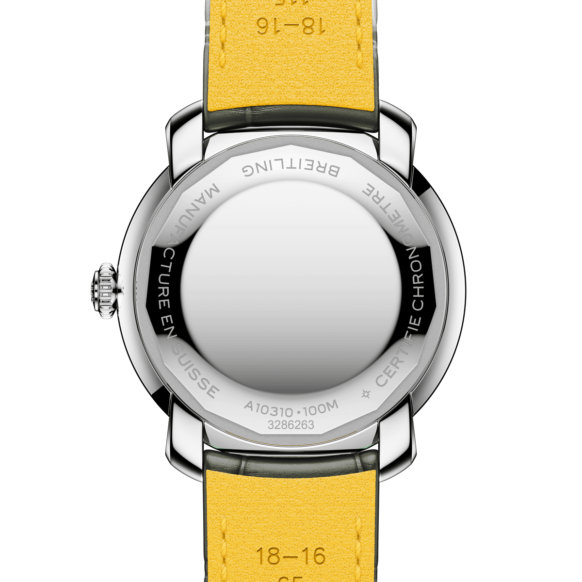 Watch with yellow strap and silver case on a white background

Breitling Lady Premier 36 A10310671M1P1 Bandiera Jewellers