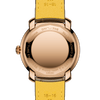 Close-up of a watch with a yellow strap and rose gold case on a white background

Breitling Lady Premier 36 R1031012101P1 Bandiera Jewellers