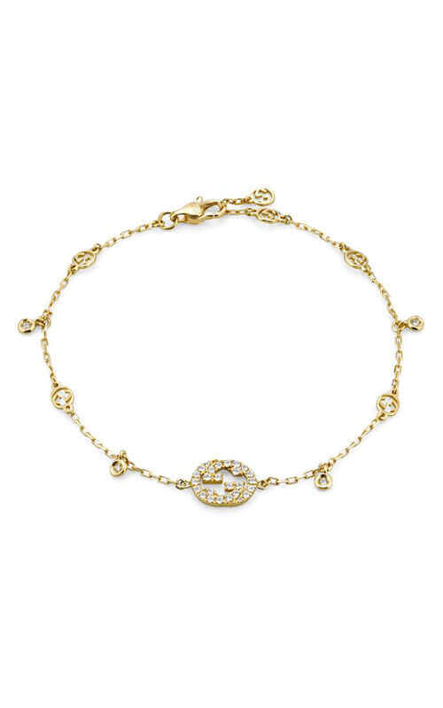 GUCCI Interlocking G diamond bracelet in YG YBA729403002 Bandiera Jewellers