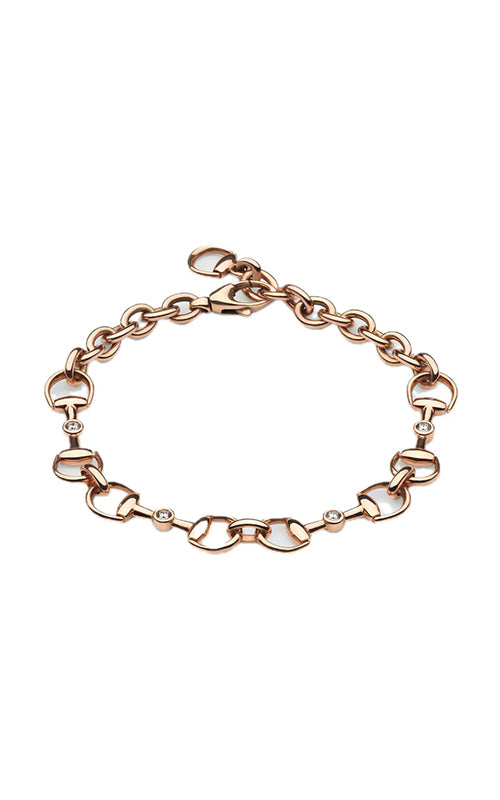 Rose gold chain bracelet on a white background

GUCCI Horsebit Diamond Bracelet in 18kt Rose Gold YBA796178001 Bandiera Jewellers