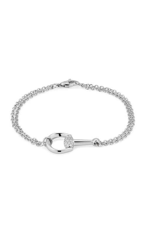 Silver bracelet with a clasp on a white background

GUCCI Horsebit 18Kt Diamond Bracelet YBA832319001 Bandiera Jewellers