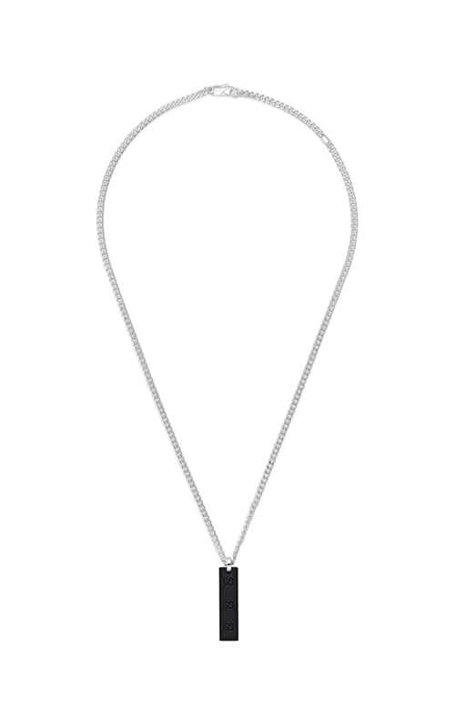 GUCCI GG Tag Necklace Sterling Silver &amp; Rubber YBB79717400100U Bandiera Jewellers