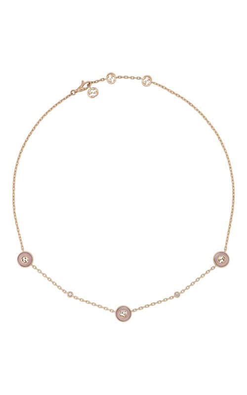 GUCCI Interlocking G Necklace in Gold Pink Opal YBB83186400100U Bandiera Jewellers