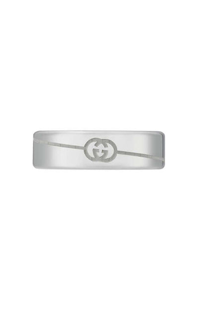 GUCCI Diagonal Interlocking G Silver Ring YBC774052001 Bandiera Jewellers