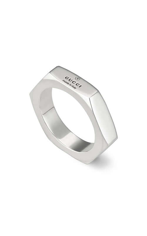 GUCCI Trademark Hexagon Silver Ring YBC782839001 Bandiera Jewellers