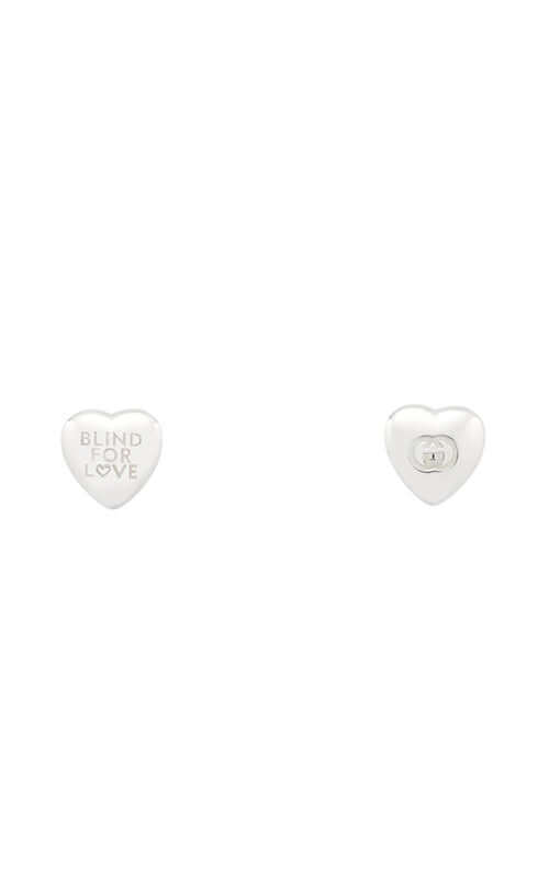 Heart-shaped earrings with &#39;Blind for Love&#39; text on a white background

Gucci Blind For Love Stud Earrings YBD85402200100U Bandiera Jewellers
