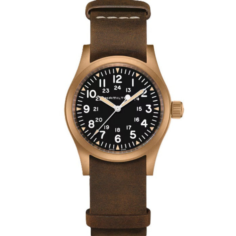 Hamilton Khaki Field Mechanical Bronze Watch H69459530 Bandiera Jewellers