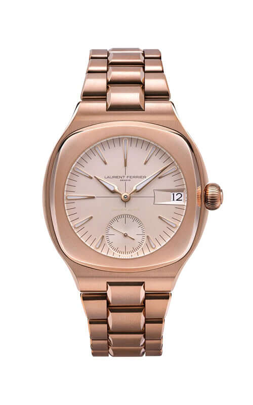 Rose gold watch with a white face on a white background

Laurent Ferrier Sport Auto 79 LCF040.R5.GR1C1 Bandiera Jewellers