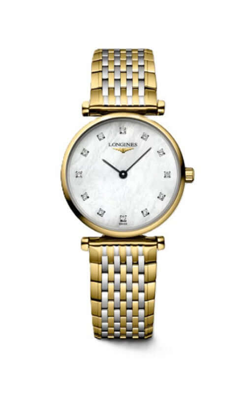 Gold and silver watch with a white face on a white background

LA GRANDE CLASSIQUE DE LONGINES L42092877 | Bandiera Jewellers