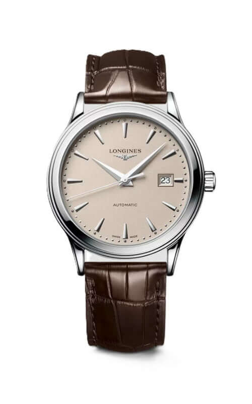 Longines watch with brown leather strap on a white background

Longines Flagship Classic L4984792 | Bandiera Jewellers