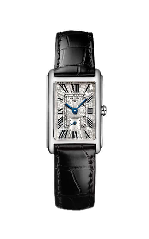 Cartier watch with black leather strap on a white background

Longines DolceVita Collection L52554710 | Bandiera Jewellers