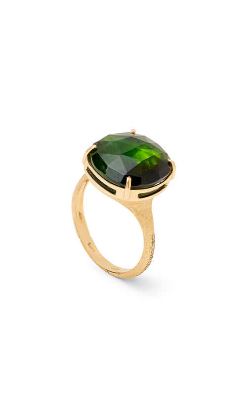 Gold ring with a green gemstone on a white background

Marco Bicego Jaipur Colour Ring with Green Tourmaline AB645_TV01_Y Bandiera Jewellers
