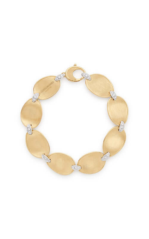 Gold bracelet with oval links on a white background

Marco Bicego Lunaria Diamonds Bracelet BB2893_B_YW Bandiera Jewellers
