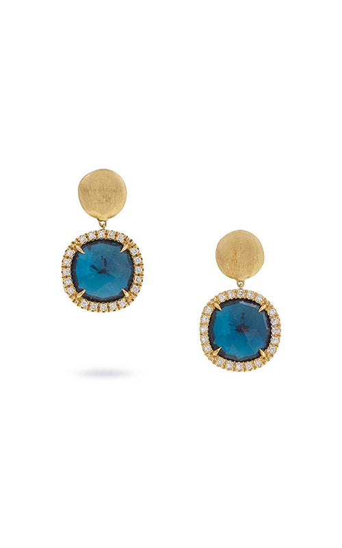 Marco Bicego Gold London Blue Topaz Diamond Drop Earring OB1563-B Bandiera Jewellers