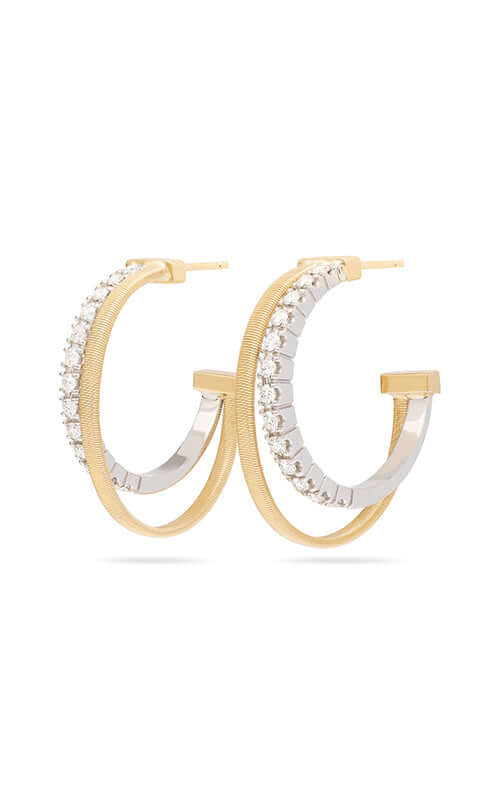 Marco Bicego Masai Earrings 2 Row Gold &amp; Diamonds OG412-B-YW Bandiera Jewellers