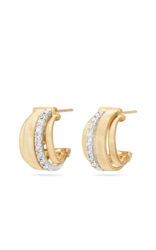 Marco Bicego Masai Earrings 4 Row Gold &amp; Diamonds OG413-B-YW Bandiera Jewellers