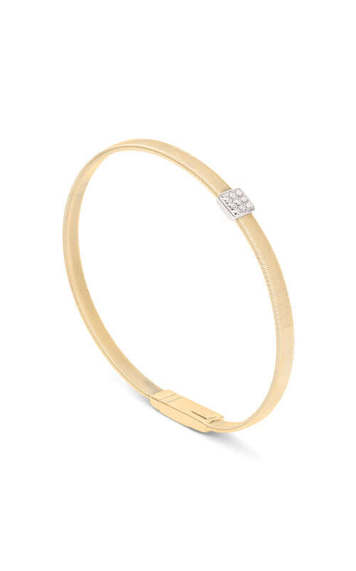 Gold bracelet with a diamond on a white background

Marco Bicego Masai Gold & Diamond Bangle SG731-B-YW Bandiera Jewellers
