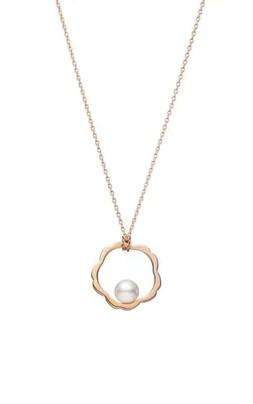Mikimoto Cherry Blossom Akoya Pearl Pendant in Pink Gold MPQ10213AXXZ Bandiera Jewellers