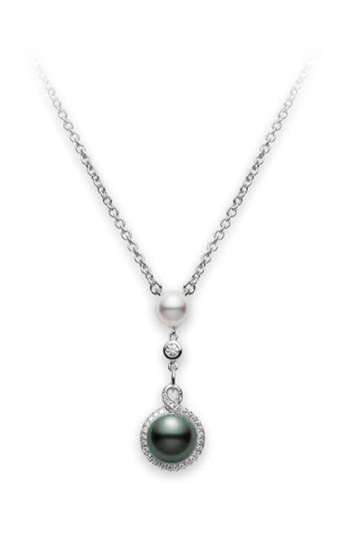 Mikimoto Petit Soleil Akoya &amp; Black South Sea Pearl Pendant MPA10002ZDXW Bandiera Jewellers