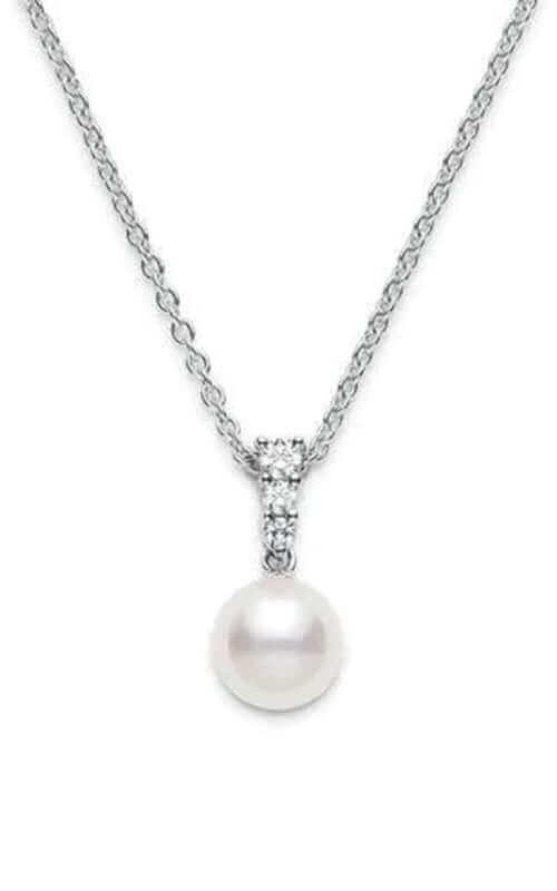 Mikimoto Morning Dew Akoya Cultured Pearl Pendant 18K White Gold MPA10395ADXW| Bandiera Jewellers Toronto and Vaughan