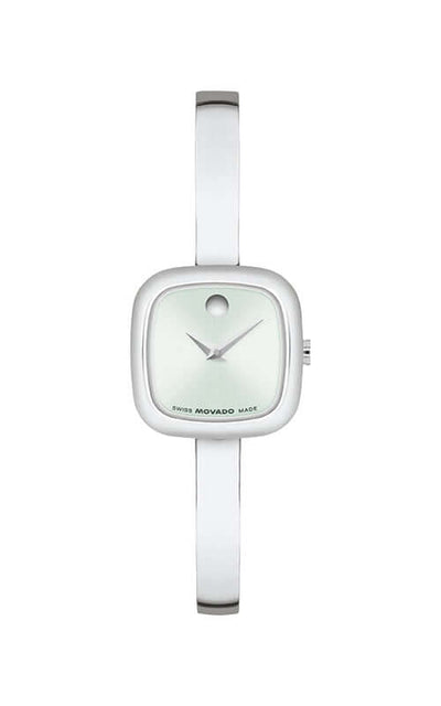 White wristwatch with a clear strap on a white background

Movado Museum Bangle 0608060 Bandiera Jewellers