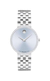 Silver watch with a detailed face on a white background

Movado Museum Classic 0608066 Bandiera Jewellers