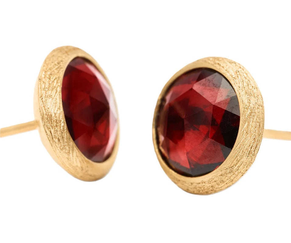 Marco Bicego Jaipur Gold & Red Garnet Stud Earrings OB957_RG01_Y Bandiera Jewellers