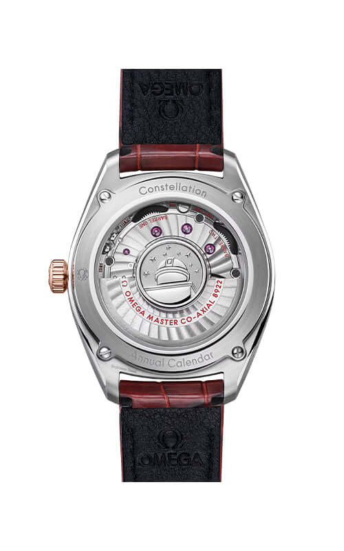 Luxury watch with red face and leather strap on white background

Omega Constellation Globemaster Chronometer Annual Calendar 130.23.41.22.11.001 Bandiera Jewellers