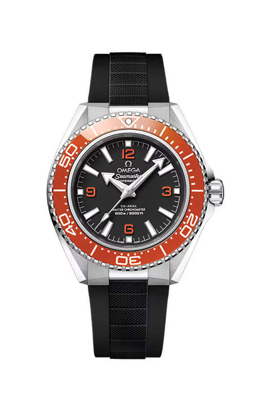 Omega watch with black and orange design on a white background

Omega Seamaster Planet Ocean 600M 217.32.42.21.01.003 Bandiera Jewellers