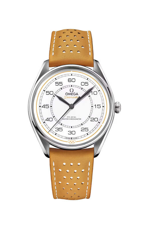 Omega watch with a brown leather strap on a white background

Omega Specialties - Olympic Official Timekeeper LTD BOX SET 522.32.40.20.04.002 Bandiera Jewellers