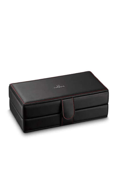 Omega Fine Leather Watch Case - Black, 3 pieces 7070310013 Bandiera Jewellers