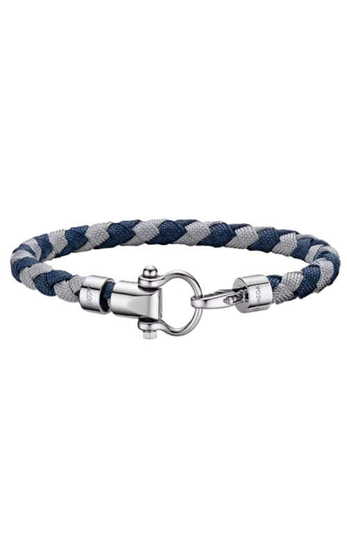 Nautical-style bracelet with blue and gray braided design on a white background

Omega Sailing Bracelet 007 Edition BA02CW00002R Bandiera Jewellers