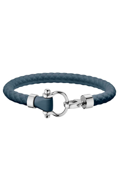 Blue braided leather bracelet with silver clasp on a white background

Omega Aqua Sailing Bracelet Stainless Steel BA05ST000100 Bandiera Jewellers