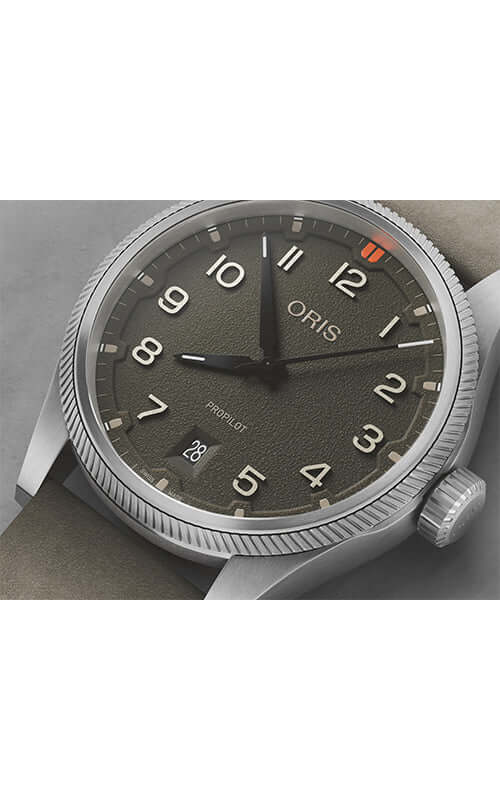 Oris watch with brown strap and dark brown dial on a white background

ORIS ProPilot Date 01 733 7805 4167-07 6 20 16LC Bandiera Jewellers