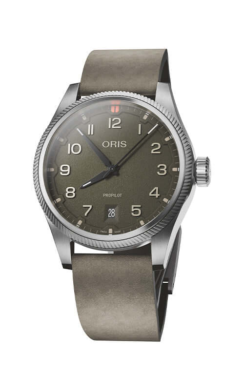 Oris watch with brown strap and dark brown dial on a white background

ORIS ProPilot Date 01 733 7805 4167-07 6 20 16LC Bandiera Jewellers