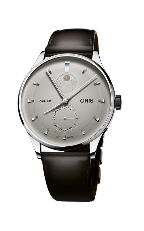 Oris watch with brown leather strap on a white background

Oris Artelier Complication 01 782 7811 4051-07 6 20 17FC Bandiera Jewellers