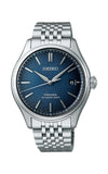 Seiko Presage watch with blue face and silver metal bracelet on a white background

Seiko Presage Classic Series SPB525J1 Bandiera Jewellers