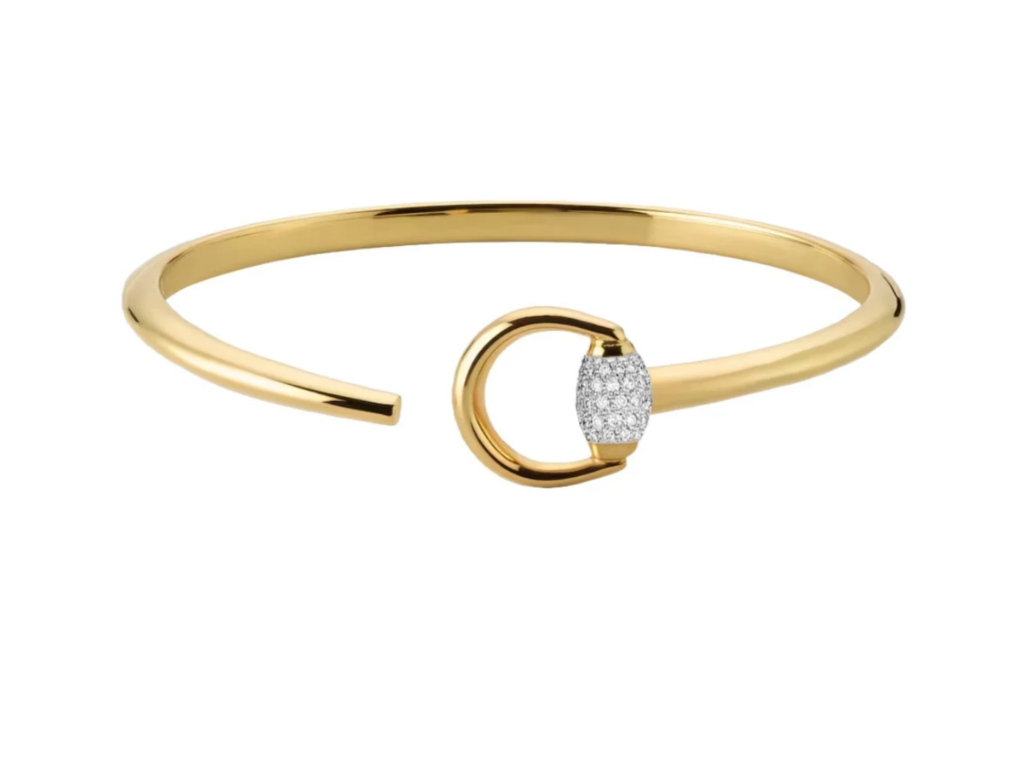 Gucci Horsebit Bangle Bracelet Yellow Gold and Diamonds (YBA286654004017)
