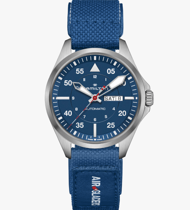 HAMILTON Khaki Aviation Pilot Day Date Auto AIR-GLACIERS EDITION H64655941 Bandiera Jewellers