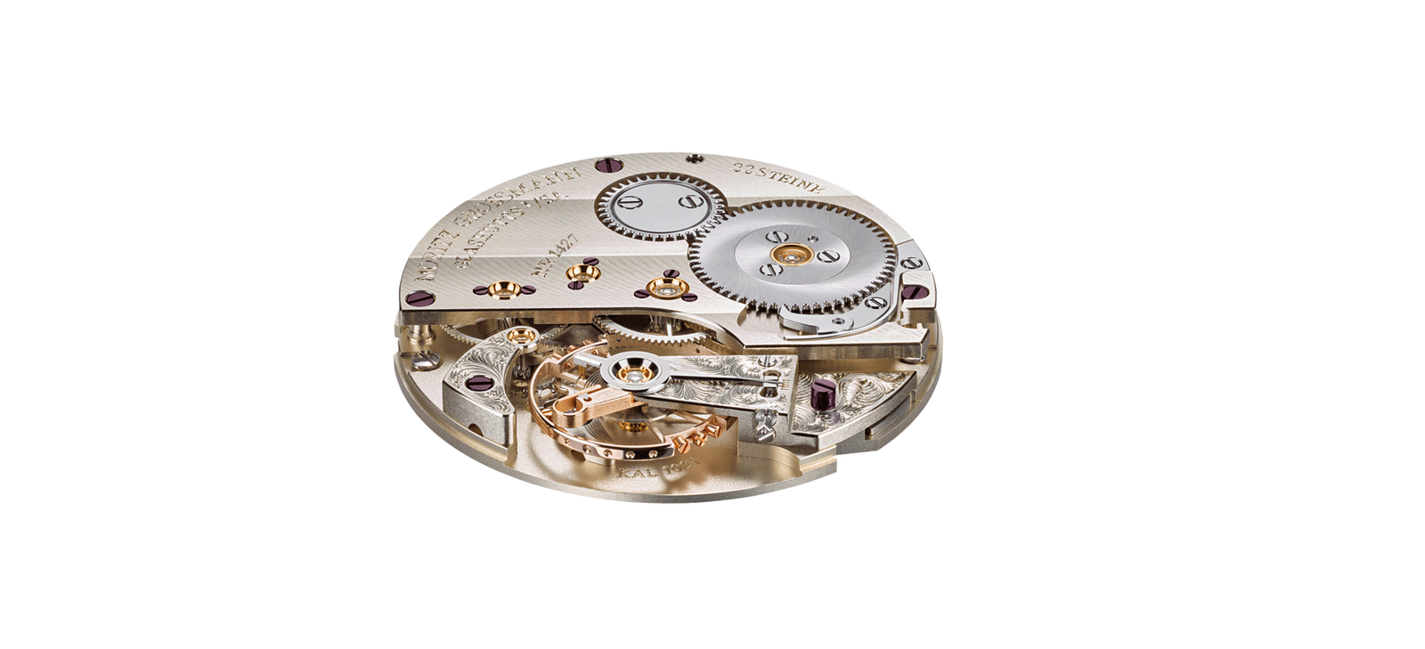 Watch mechanism on a white background