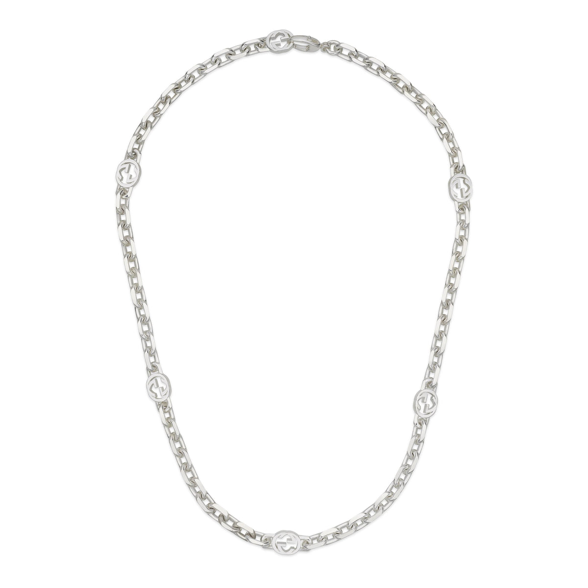 GUCCI SILVER INTERLOCKING G NECKLACE YBB75970300100