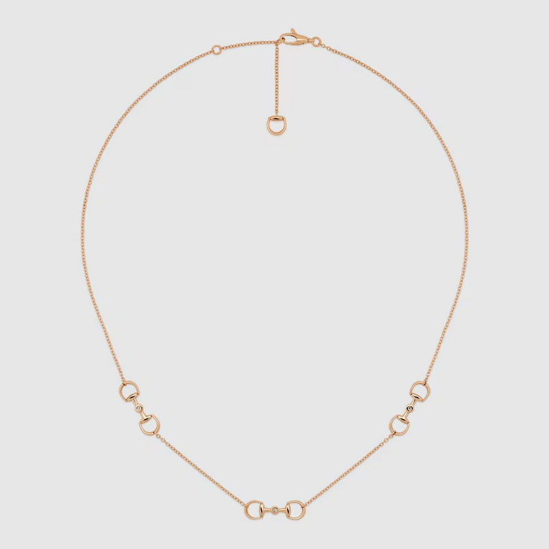 Gucci Horsebit 18K Diamond Pendant Necklace YBB83759600100U