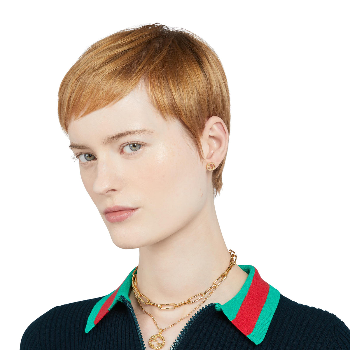 GUCCI Interlocking G Stud Earrings YG YBD74854300200