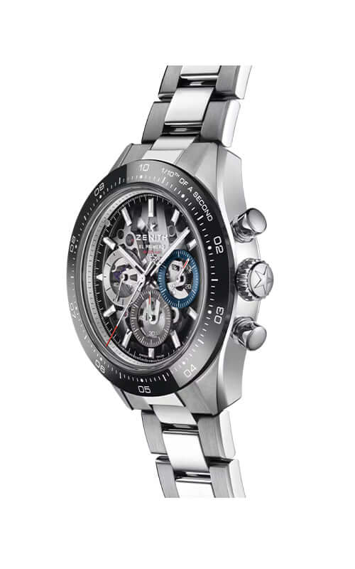 Silver watch with a detailed face on a white background

Zenith Chronomaster Sport 03.3130.3600/01.M3130 Bandiera Jewellers