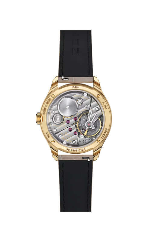 Luxury watch with black strap and gold case on a white background

Zenith G.F.J. CALIBRE 135 30.1865.0135/56.C216 Bandiera Jewellers