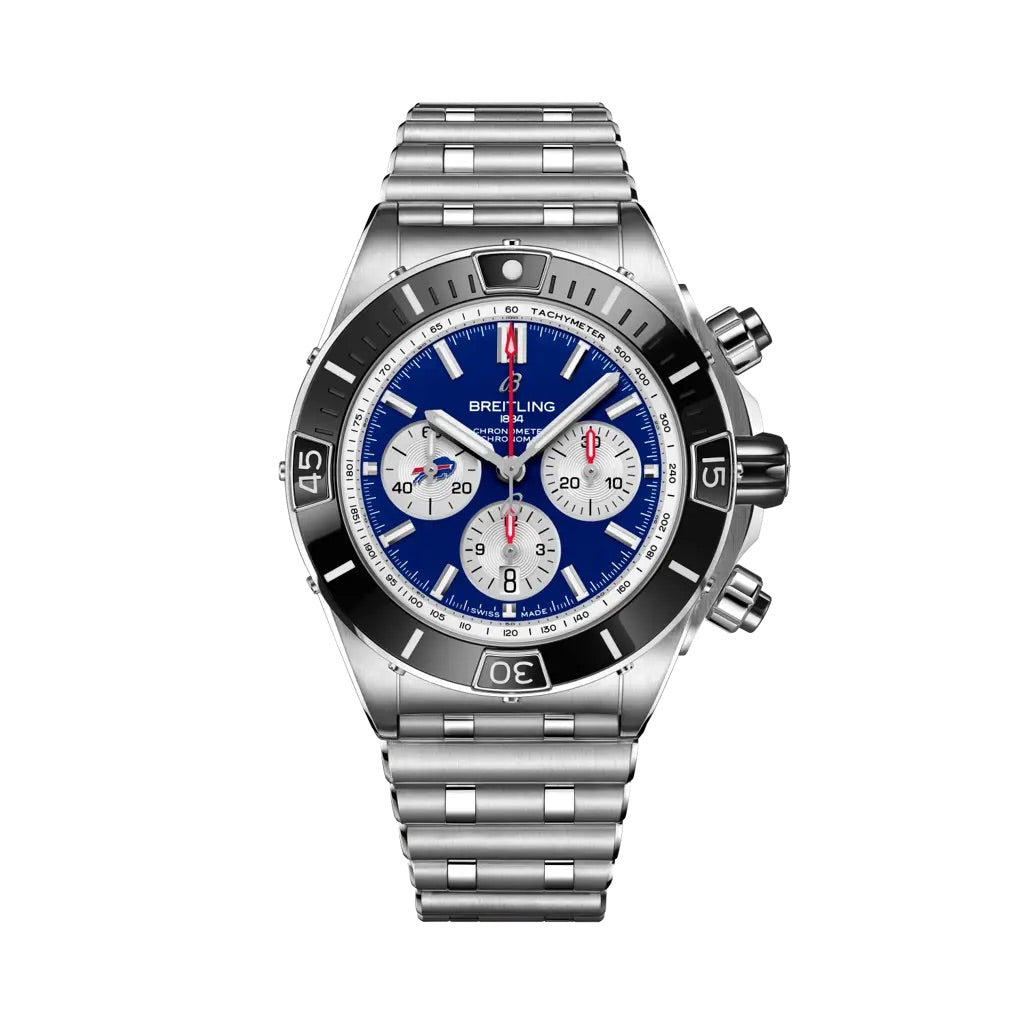 Breitling Super Chronomat B01 Chronograph 44 NFL Buffalo Bills AB01361C1C4A1 Bandiera Jewellers