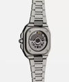 Silver watch with a detailed mechanical movement on a white background

Bell & Ross BR-X5 Black Titanium BRX5R-BL-TI/STI Bandiera Jewellers
