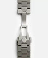 Close-up of a silver watch strap on a light gray background

Bell & Ross BR-X5 Black Titanium BRX5R-BL-TI/STI Bandiera Jewellers
